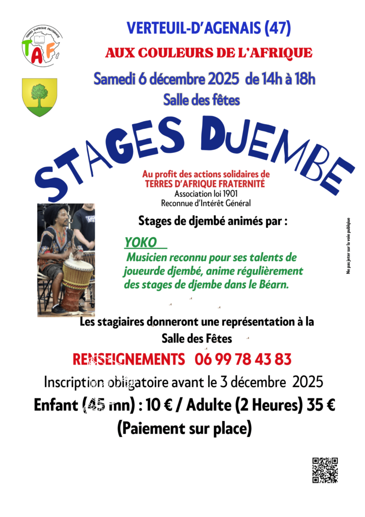6 Decembre 3 Stages Danse Djembe Chant A5 Min