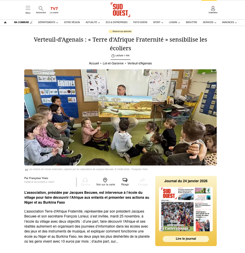 2025 Sud Ouest Taf Ecoliers